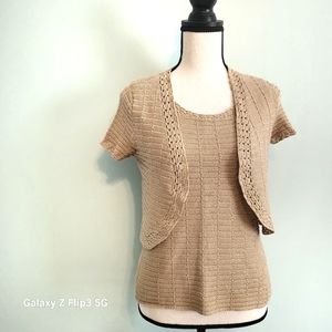 Chico's Womens Sweater Set 2pc Gold Top Size 0 XS